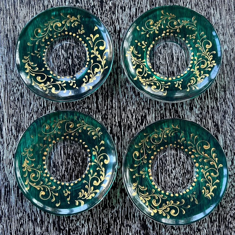 Set of 4 hand painted trinket or snack dishes‎